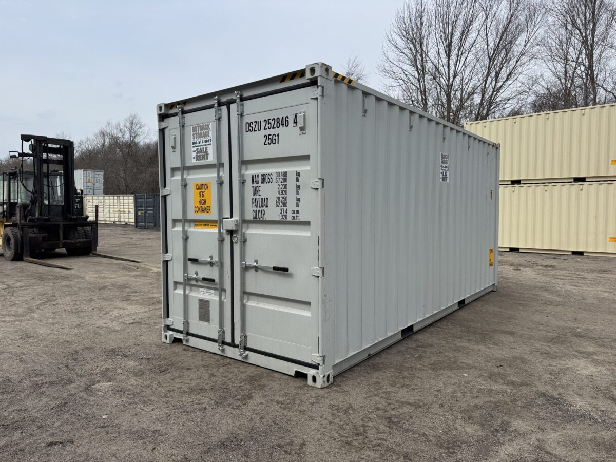 20ft New High Cube Shipping Container – Wind & Watertight – Gray – Unit DSZU252846-4