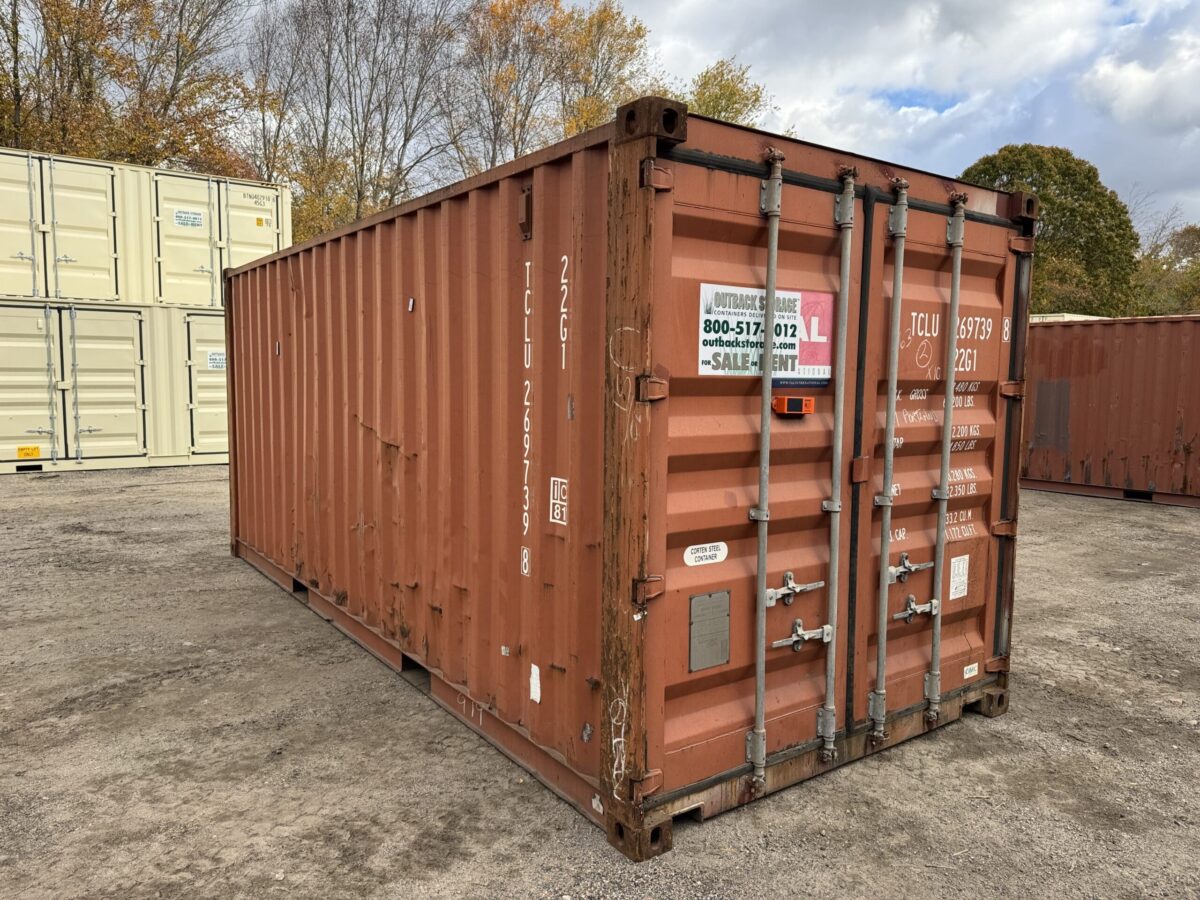 20ft Used Shipping Container – Wind & Watertight – Red – Unit TCLU269739-8