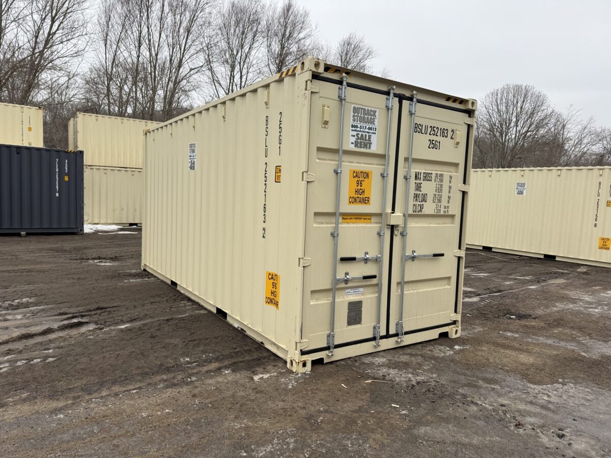 20ft New High Cube Shipping Container – Wind & Watertight – Beige – Unit BSLU252163-2