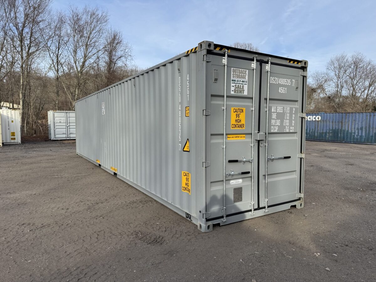 40ft New High Cube Shipping Container – Wind & Watertight – Gray – Unit DSZU480535-7