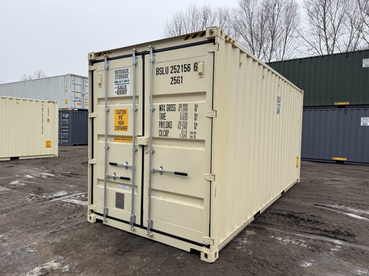 20ft New High Cube Shipping Container – Wind & Watertight – Beige – Unit BSLU252156-6
