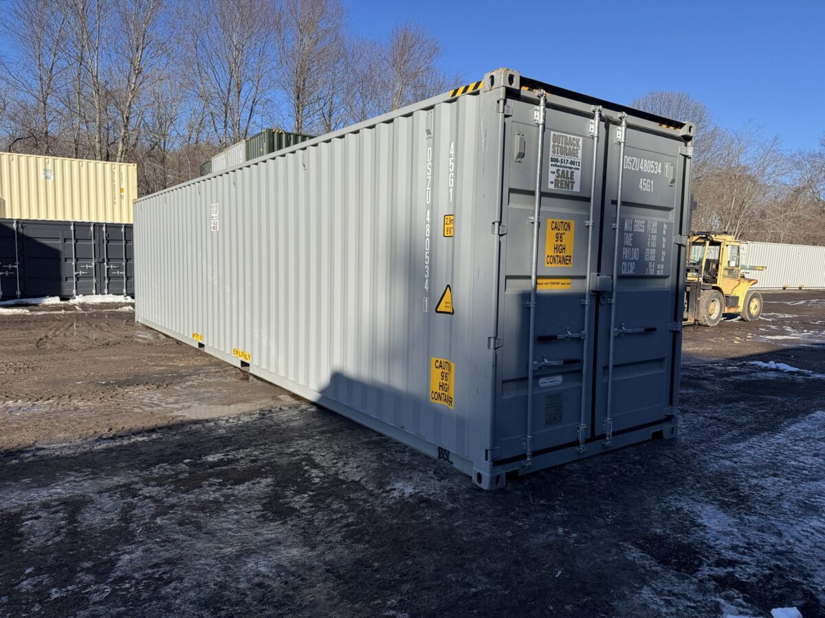 40ft New High Cube Shipping Container – Wind & Watertight – Gray – Unit DSZU480534-1