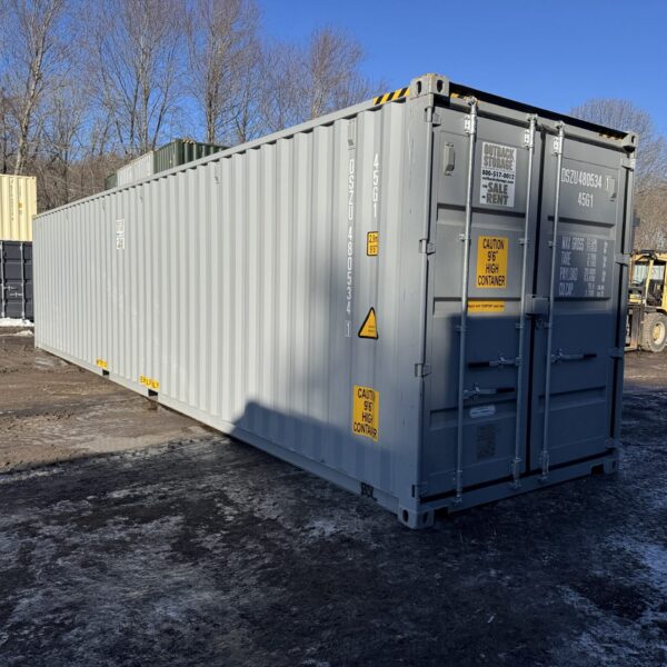 40ft New High Cube Shipping Container – Wind & Watertight – Gray – Unit DSZU480534-1