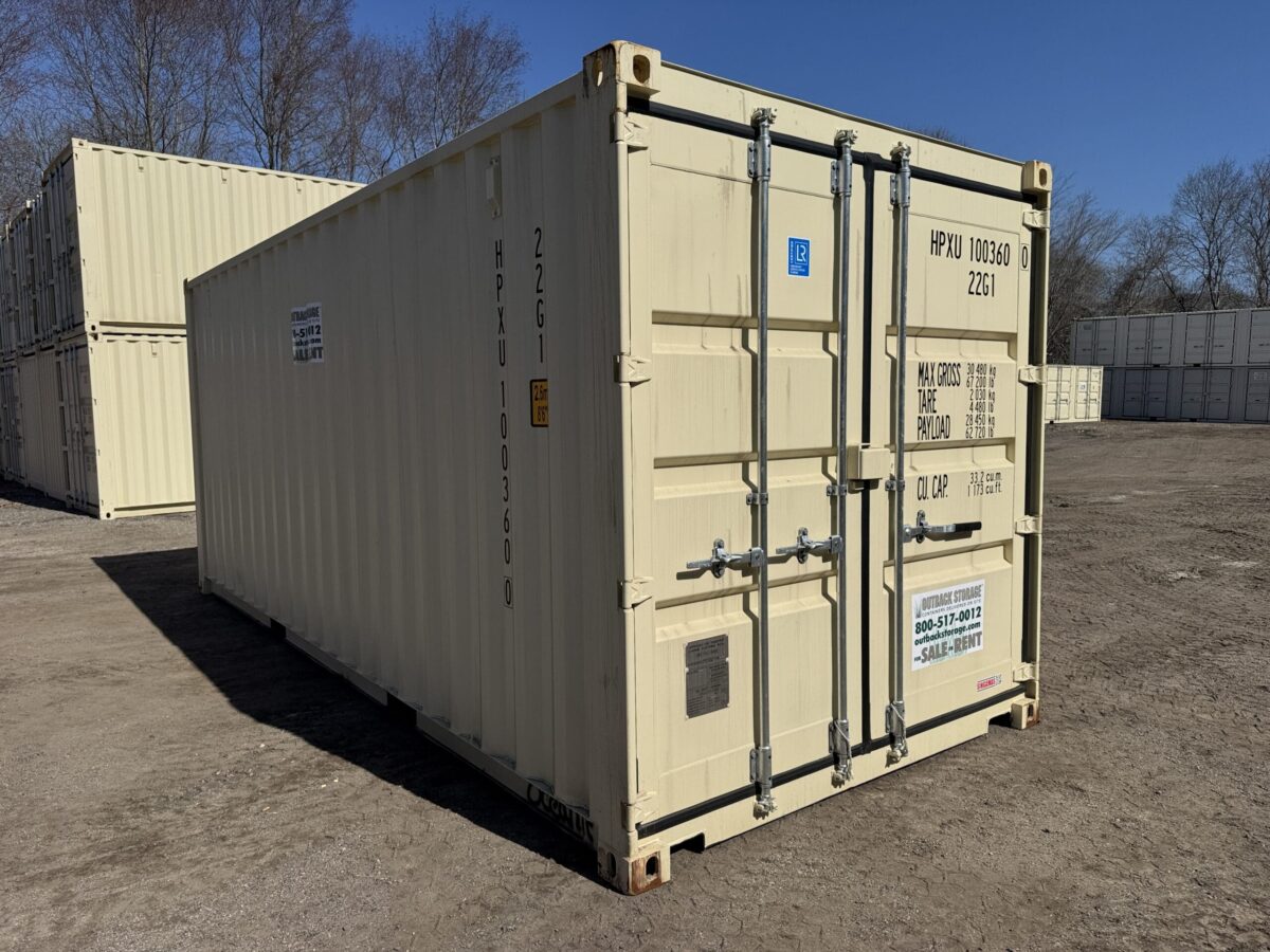 20ft New Shipping Container – Wind & Watertight – Beige – Unit HPXU100360-0