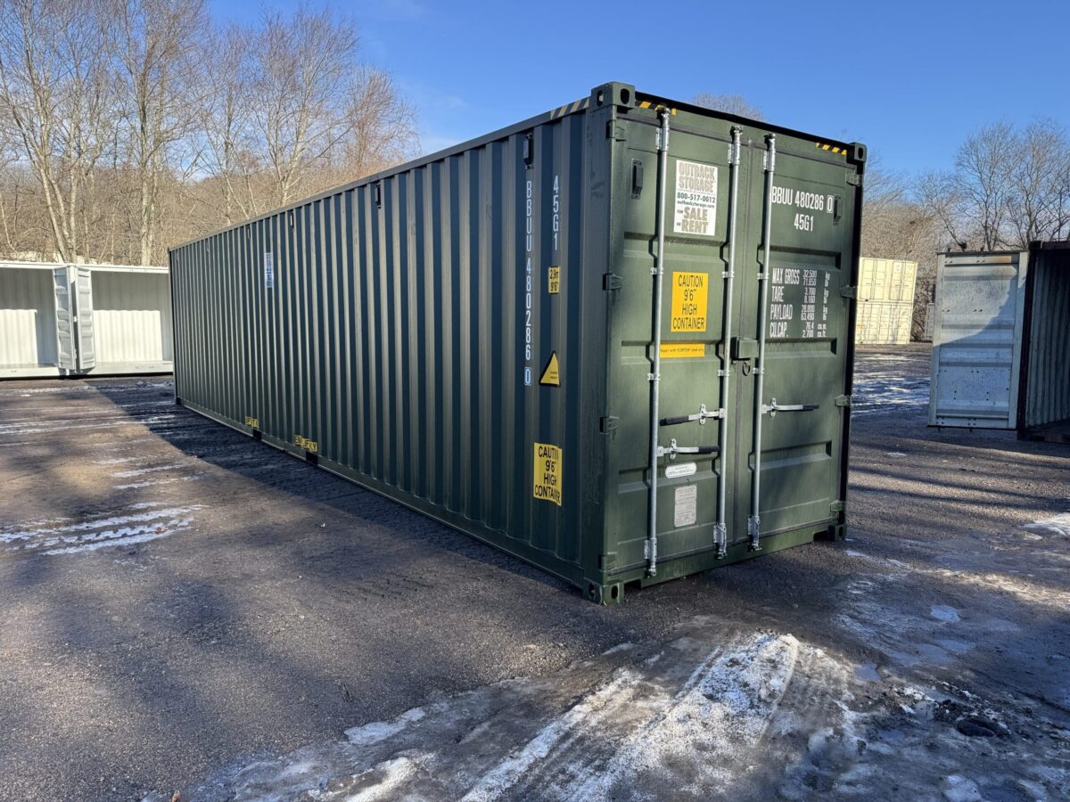 40ft New High Cube Shipping Container – Wind & Watertight – Green – Unit BBUU480286-0