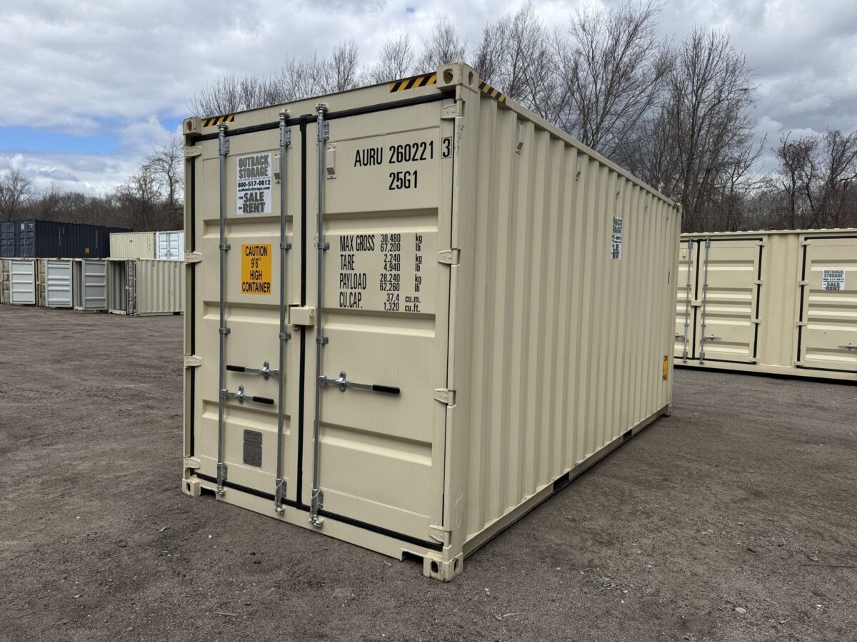 20ft New High Cube Shipping Container – Wind & Watertight – Beige – Unit AURU260221-3
