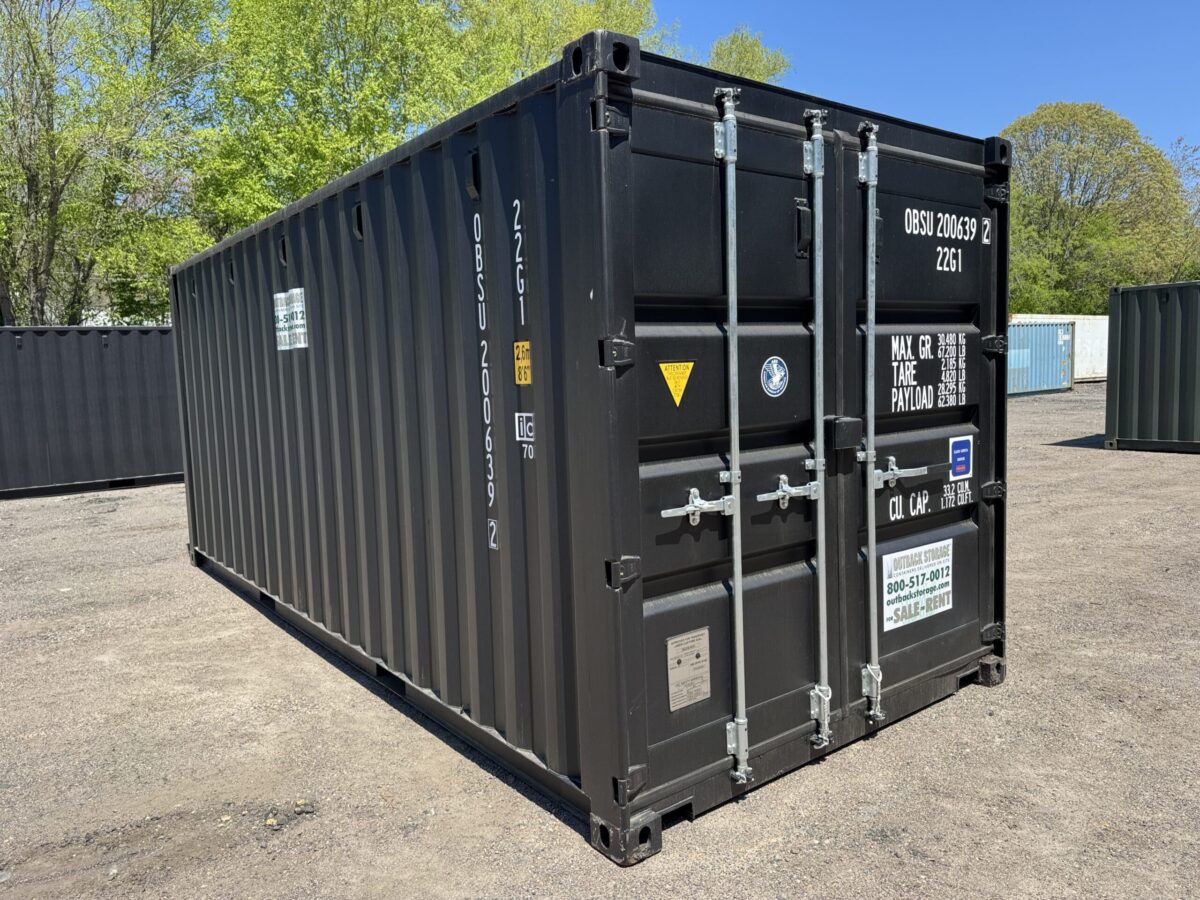 20ft New Shipping Container – Wind & Watertight – Black – Unit OBSU200639-2