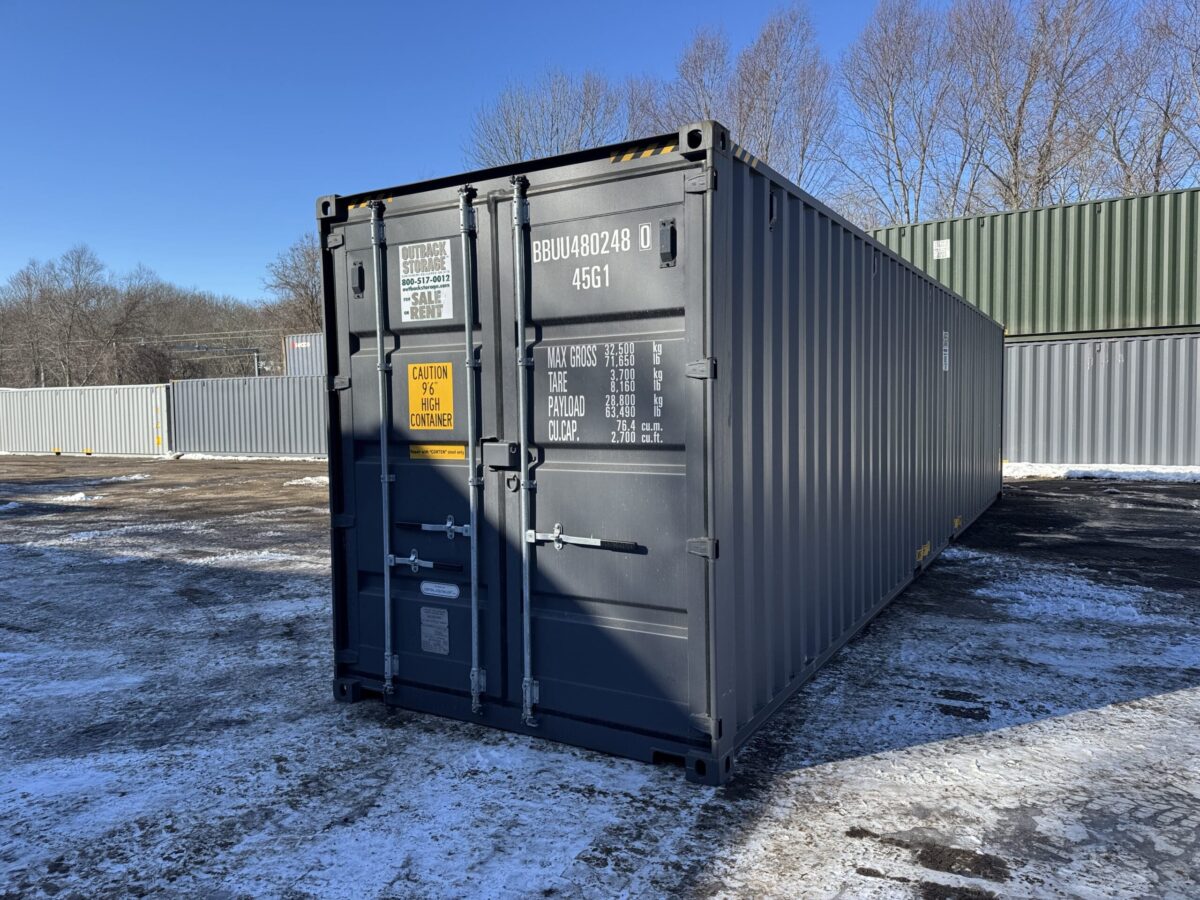 40ft New High Cube Shipping Container – Wind & Watertight – Gray – Unit BBUU480248-0
