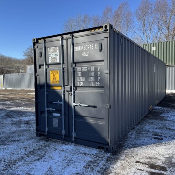 40ft New High Cube Shipping Container – Wind & Watertight – Gray – Unit BBUU480248-0