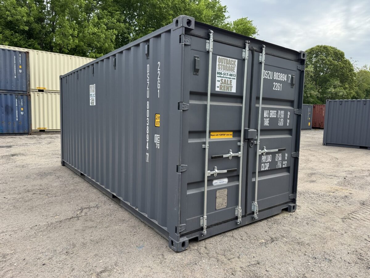 20ft New Shipping Container – Wind & Watertight – Gray – Unit DSZU803894-7