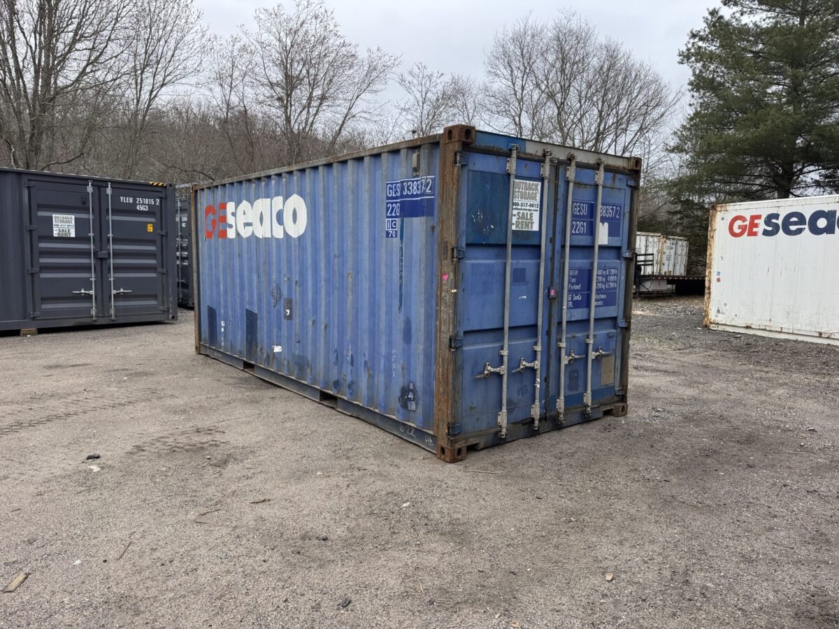 20ft Used Shipping Container – Wind & Watertight – Blue – Unit GESU338357-2