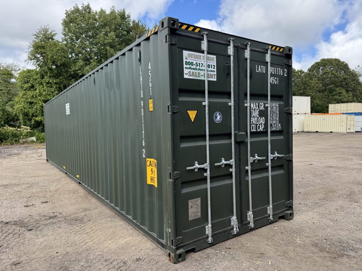 40ft New High Cube Shipping Container – Wind & Watertight – Green – Unit LATU901176-2