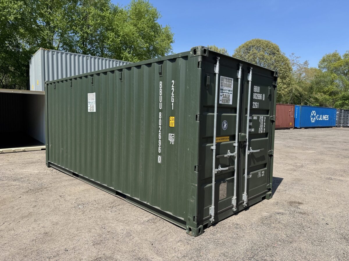 20ft New Shipping Container – Wind & Watertight – Green – Unit BBUU802696-0