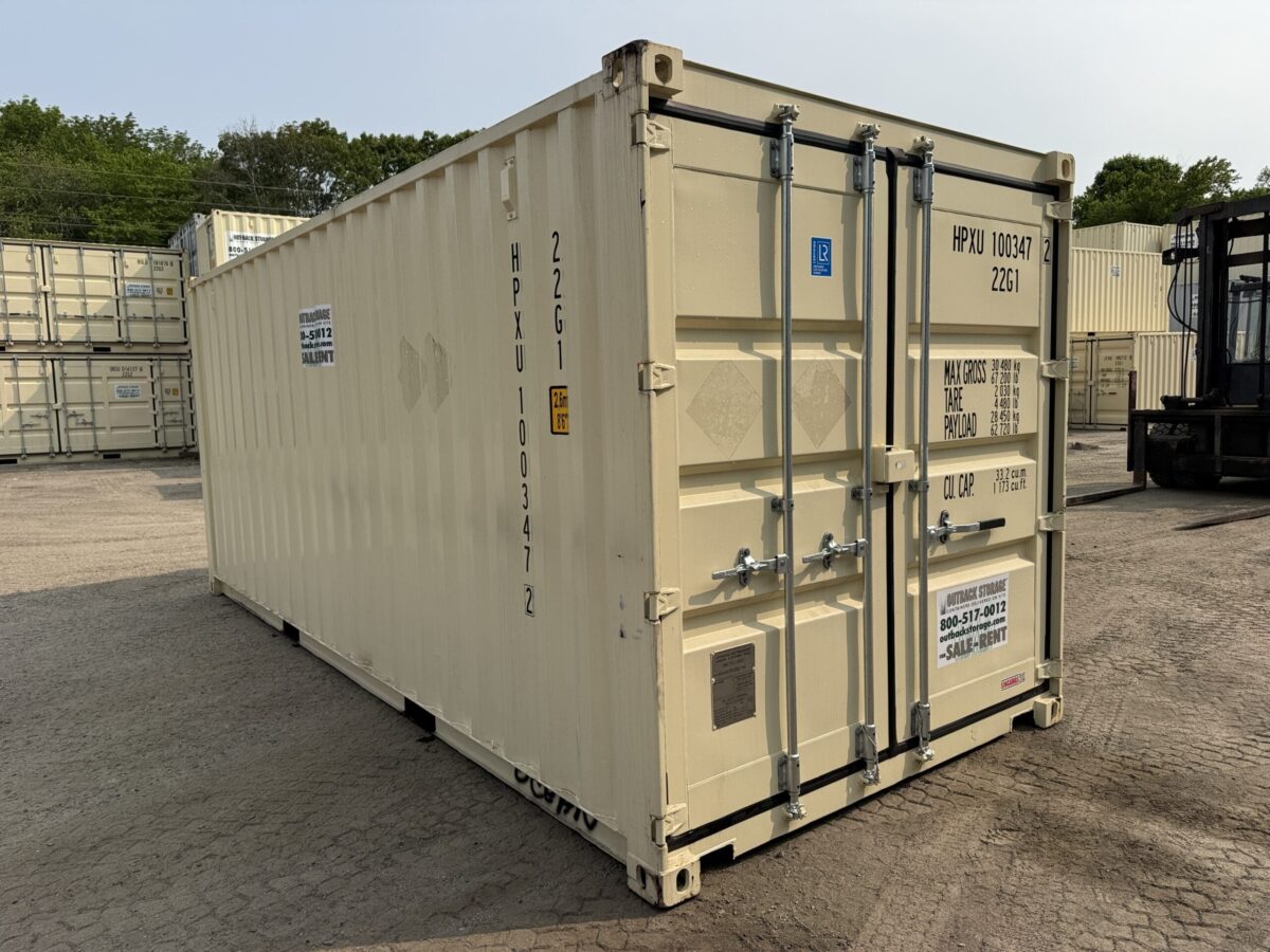 20ft New Shipping Container – Wind & Watertight – Beige – Unit HPXU100347-2