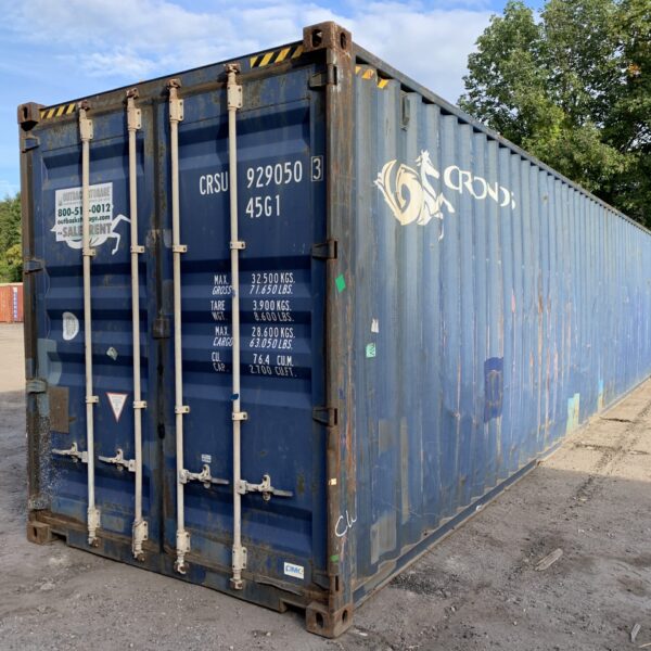 40ft As-Is High Cube Shipping Container – Wind & Watertight – Blue