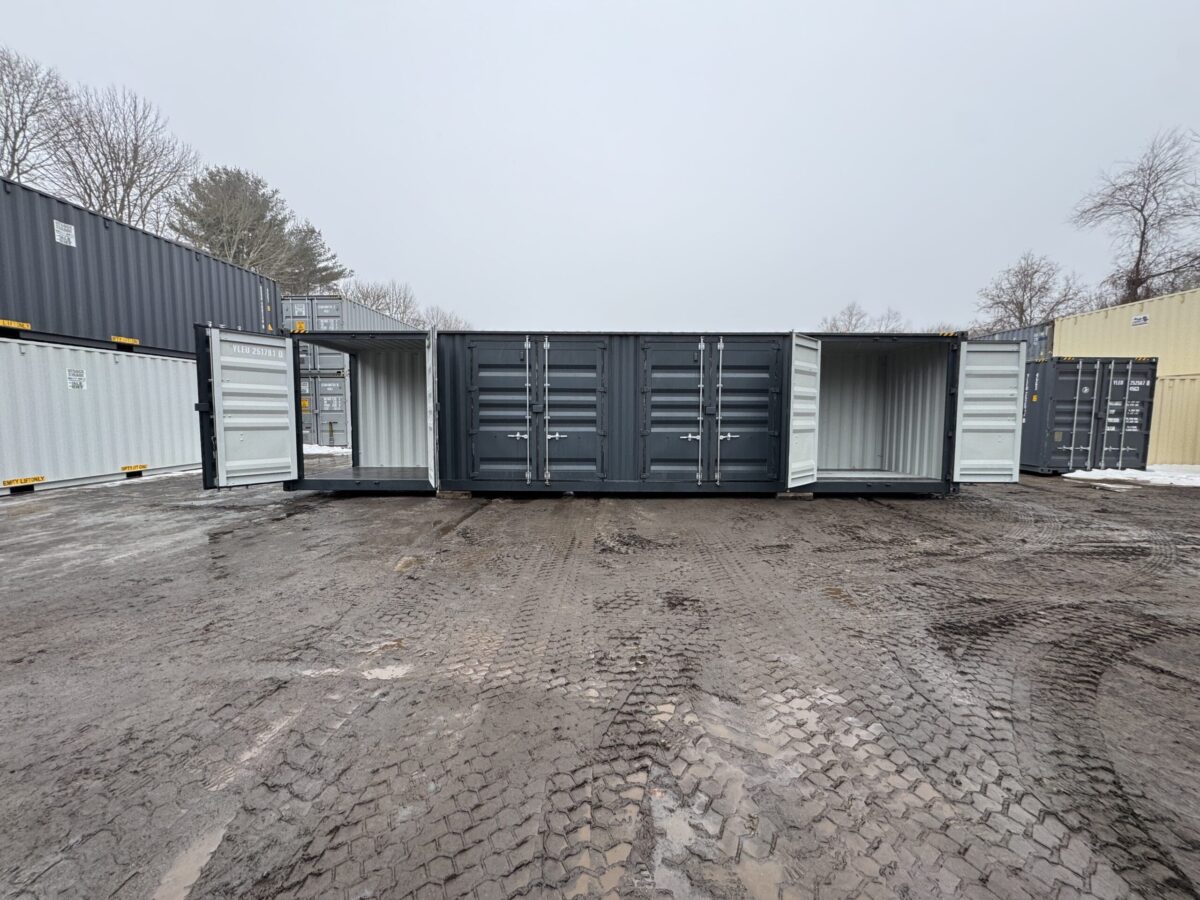 40ft New High Cube Shipping Container – Wind & Watertight – Dk Gray – Unit YLEU251791-0