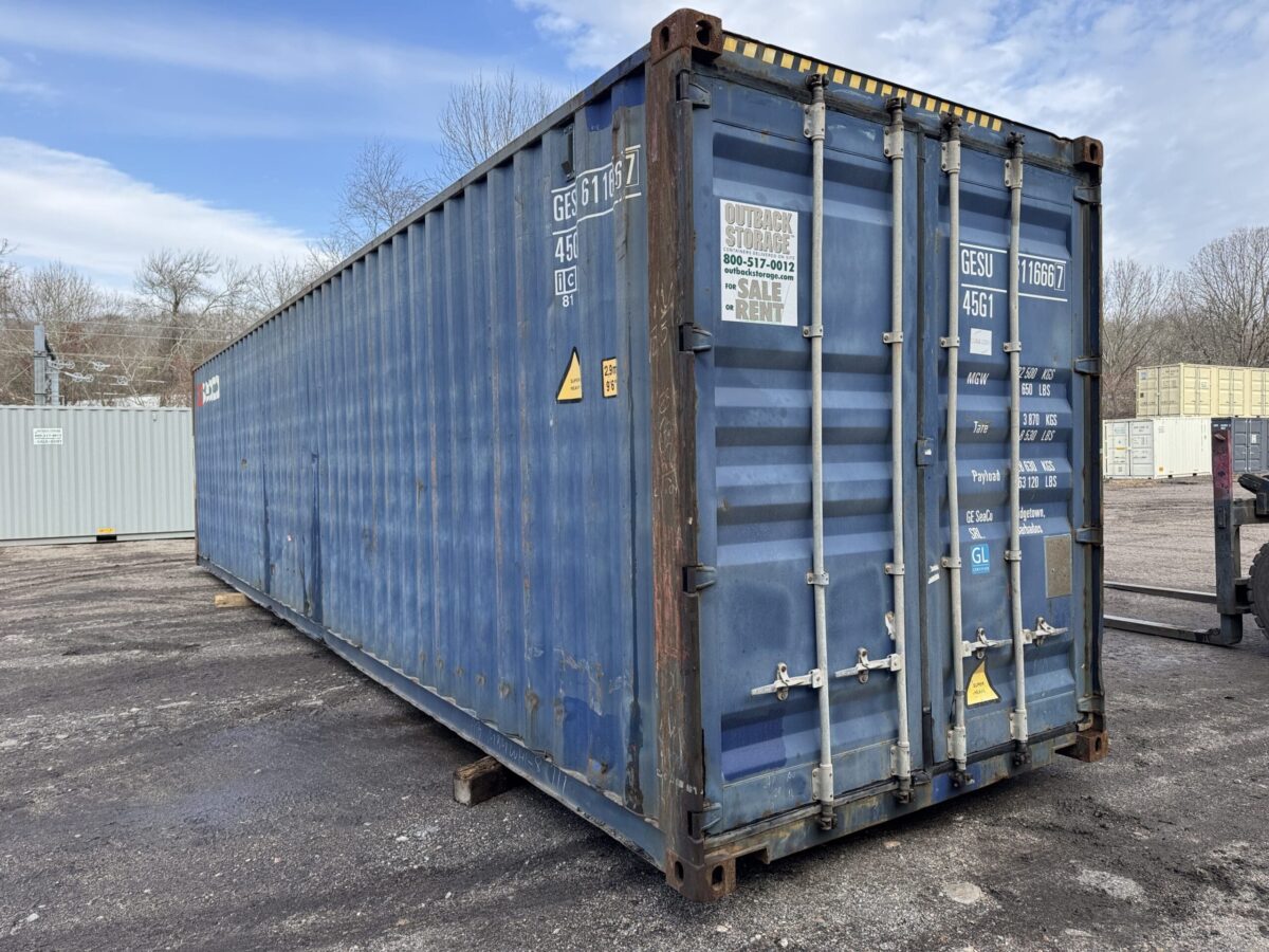 40ft Used High Cube Shipping Container – Wind & Watertight – Blue – Unit GESU611666-7
