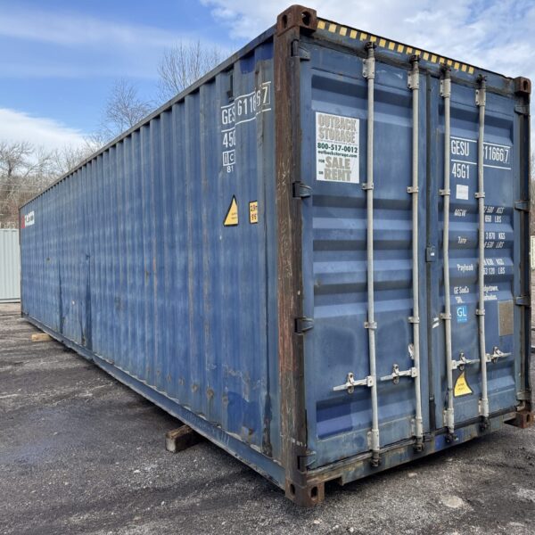 40ft Used High Cube Shipping Container – Wind & Watertight – Blue – Unit GESU611666-7