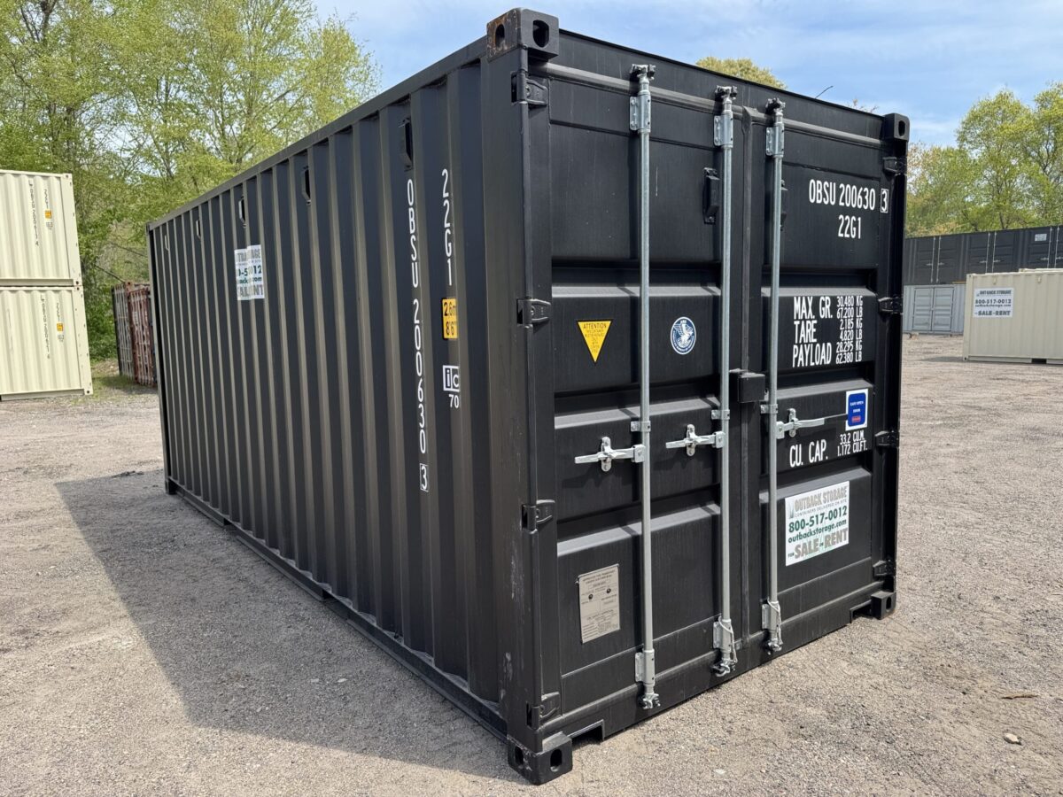 20ft New Shipping Container – Wind & Watertight – Black – Unit OBSU200630-3