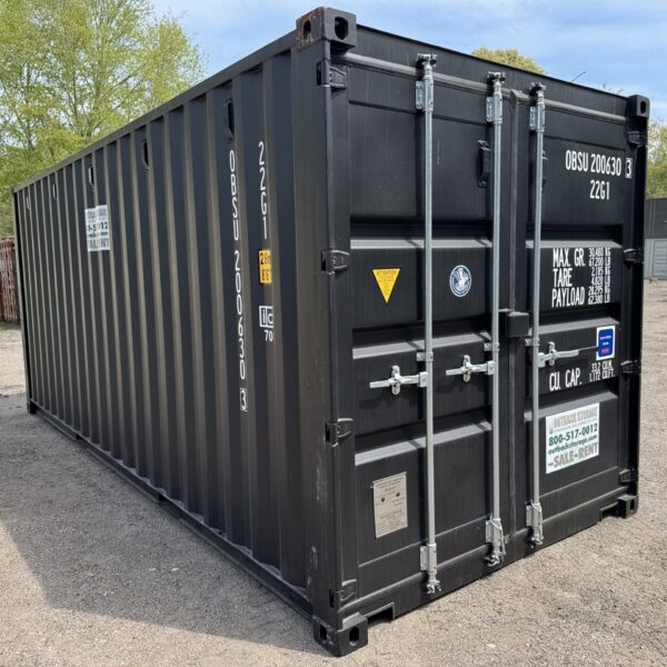 20ft New Shipping Container – Wind & Watertight – Black – Unit OBSU200630-3