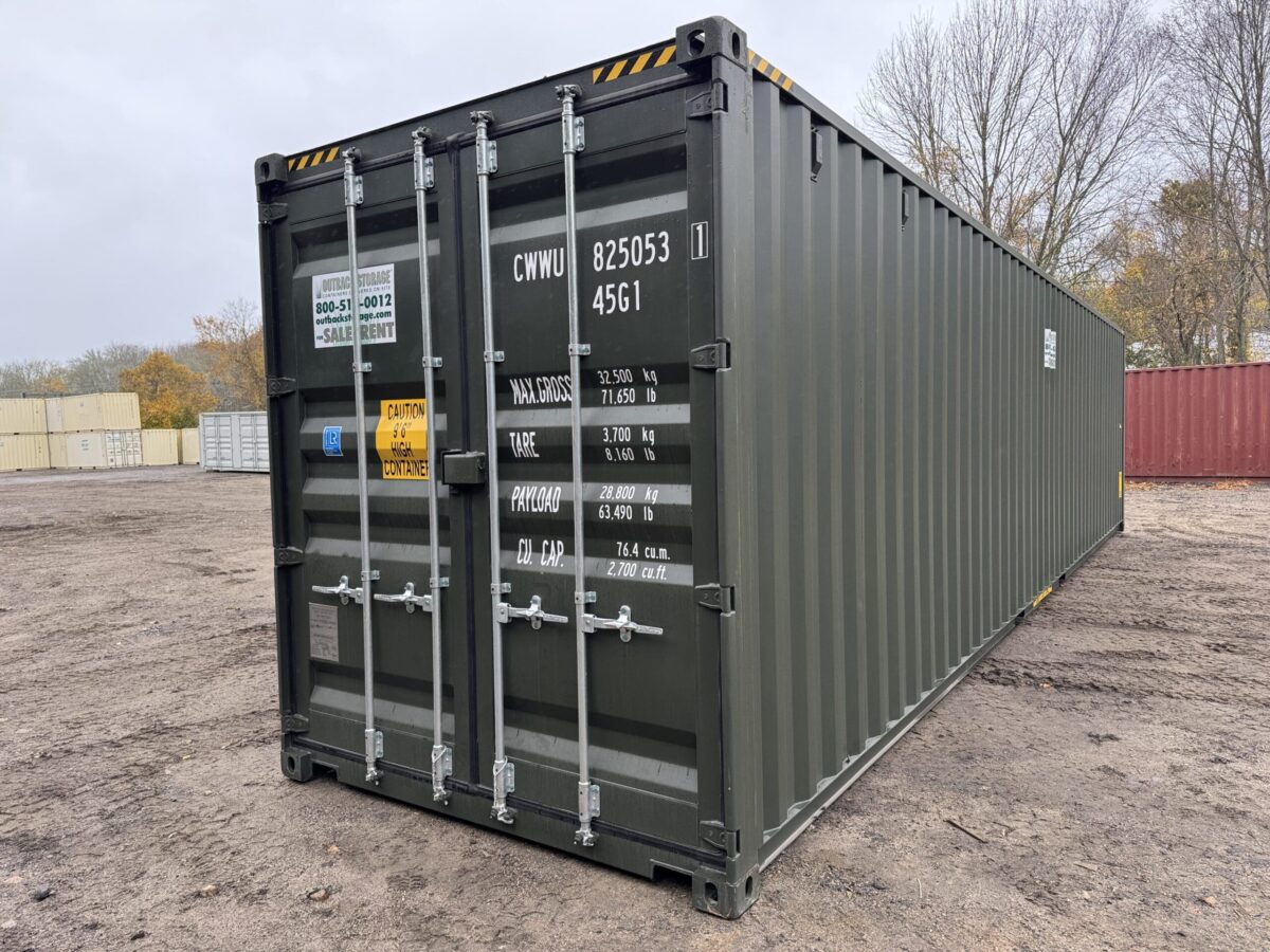 40ft New High Cube Shipping Container – Wind & Watertight – Gray – Unit CWWU625902-0