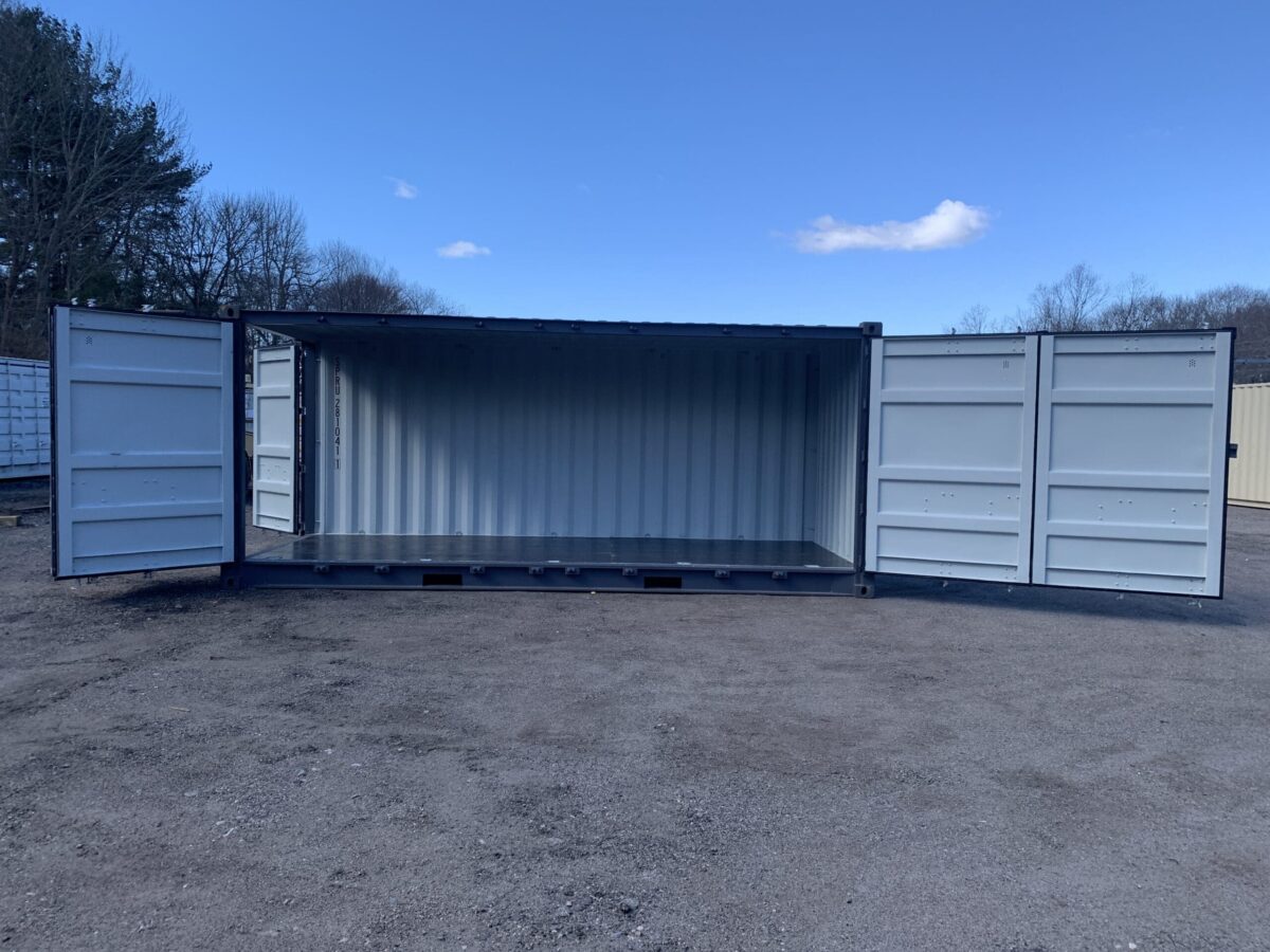 20ft Open Side New Shipping Container – Wind & Watertight – Gray – Unit SPRU281041-1