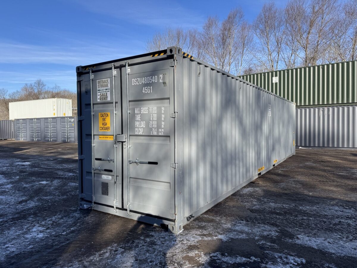40ft New High Cube Shipping Container – Wind & Watertight – Gray – Unit DSZU480540-2