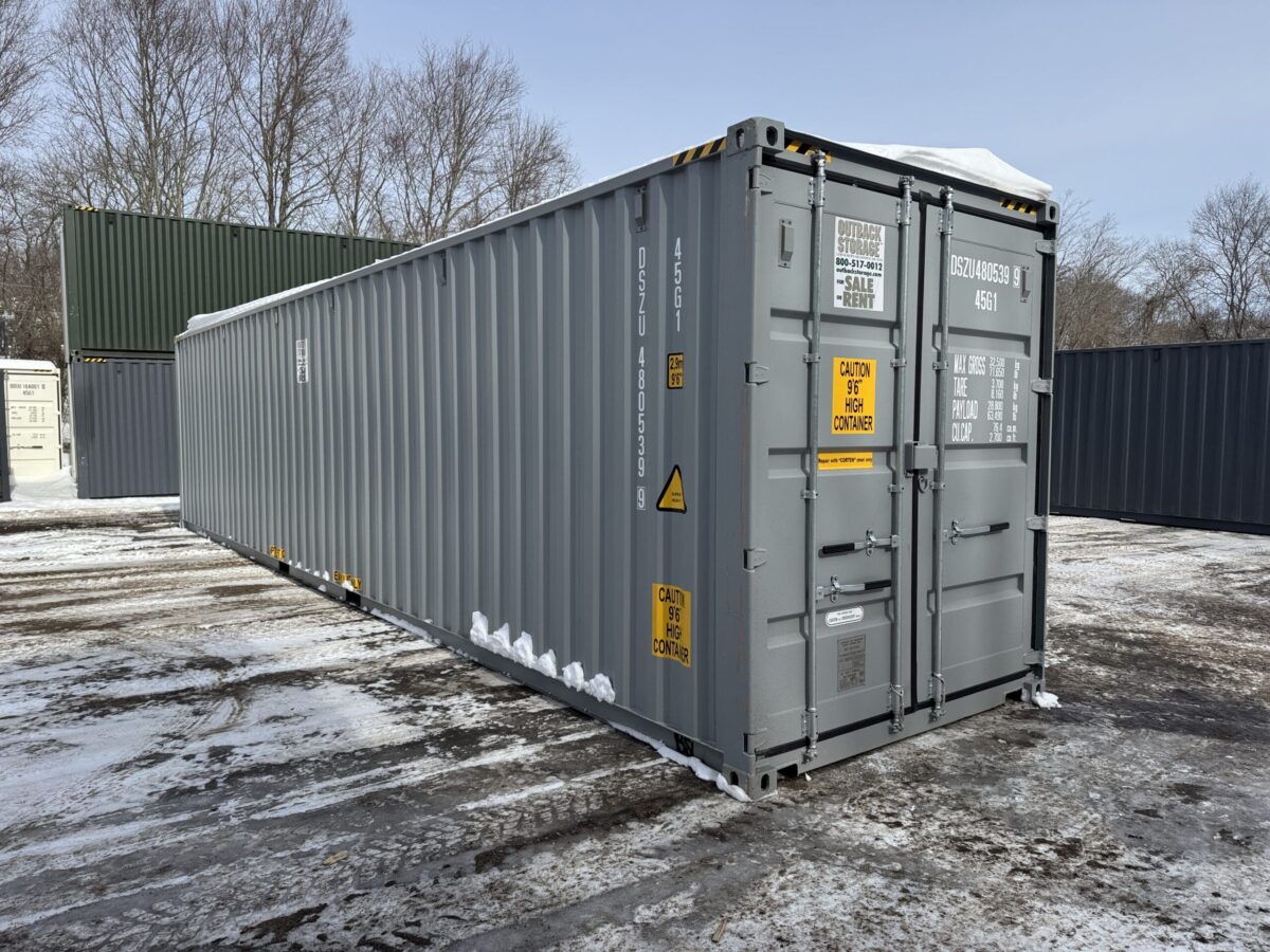 40ft New High Cube Shipping Container – Wind & Watertight – Gray – Unit DSZU480539-9