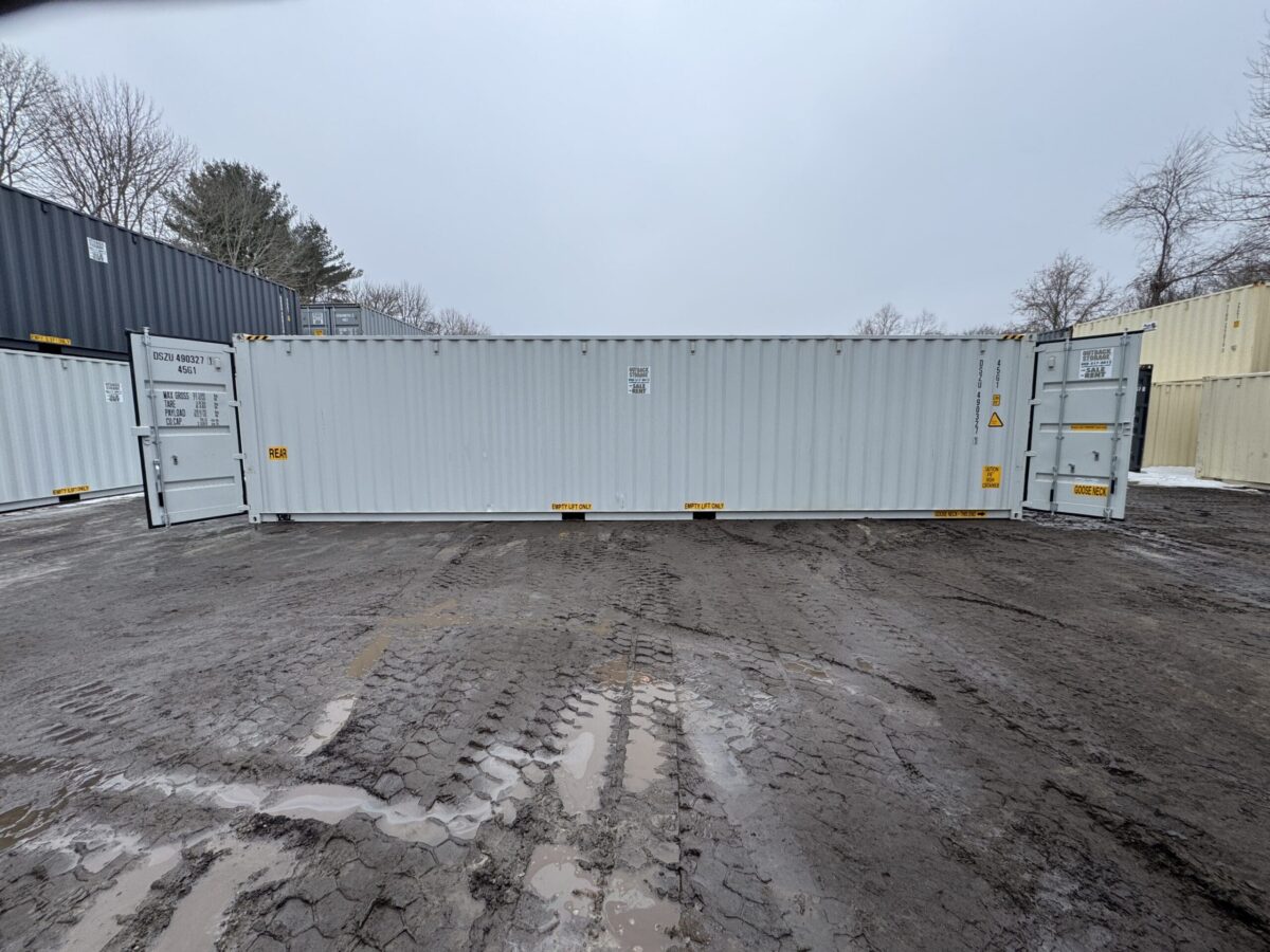 40ft New High Cube Shipping Container – Wind & Watertight – Gray – Unit DSZU490327-1