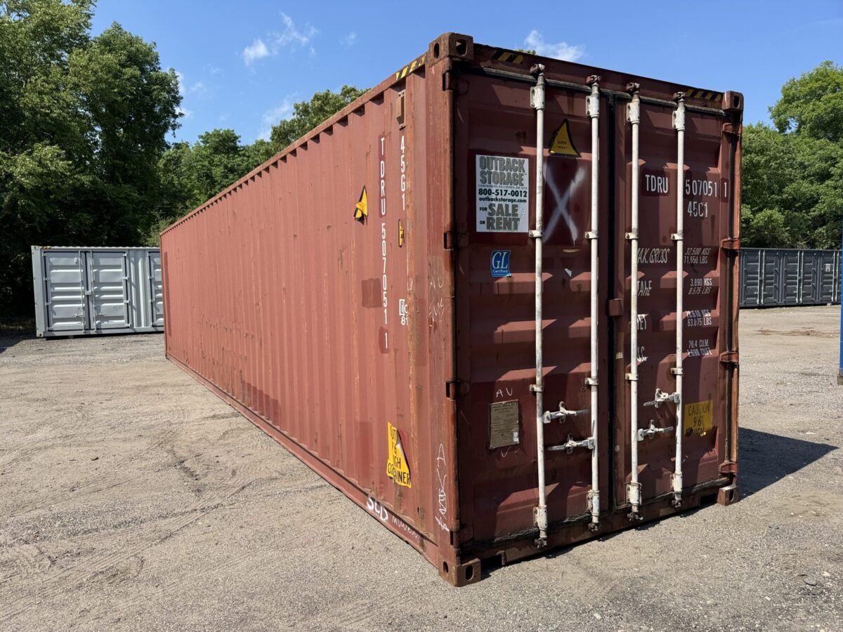 40ft Used High Cube Shipping Container – Wind & Watertight – Red – Unit TDRU507051-1