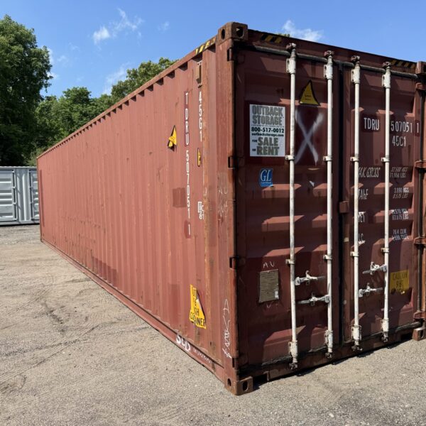 40ft Used High Cube Shipping Container – Wind & Watertight – Red – Unit TDRU507051-1
