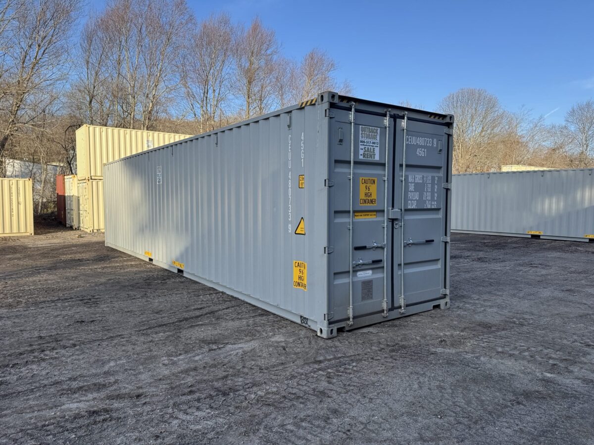 40ft New High Cube Shipping Container – Wind & Watertight – Gray – Unit CEUU480733-9