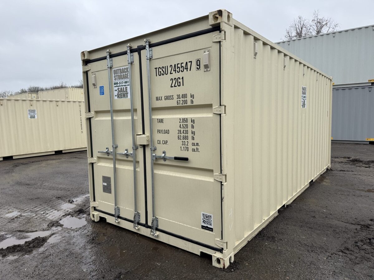 20ft New Shipping Container – Wind & Watertight – Beige – Unit TGSU245547-9