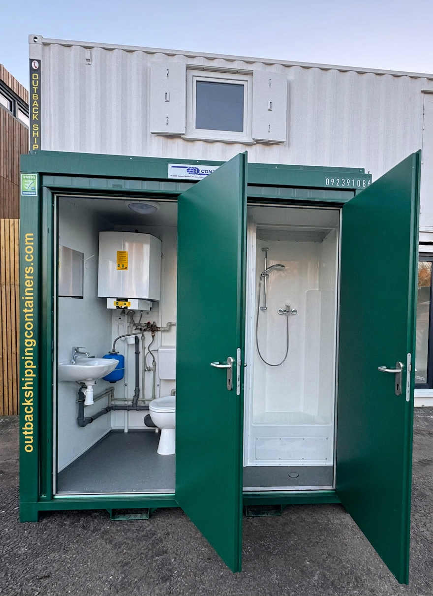 Toilet & Shower Block — 8 x 5 ft Brand New Portable — Green — No 855G