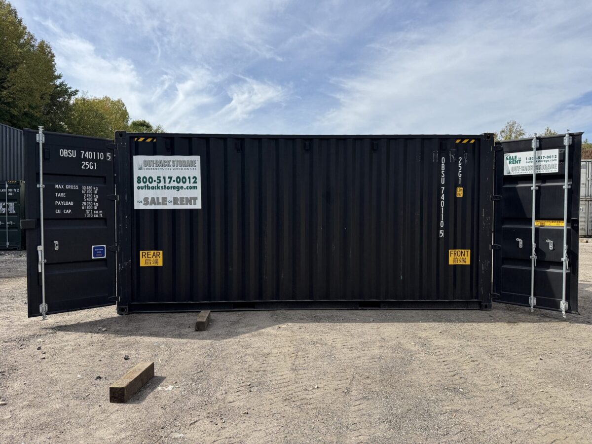 20ft New High Cube Shipping Container – Wind & Watertight – Black – Unit OBSU740110-5