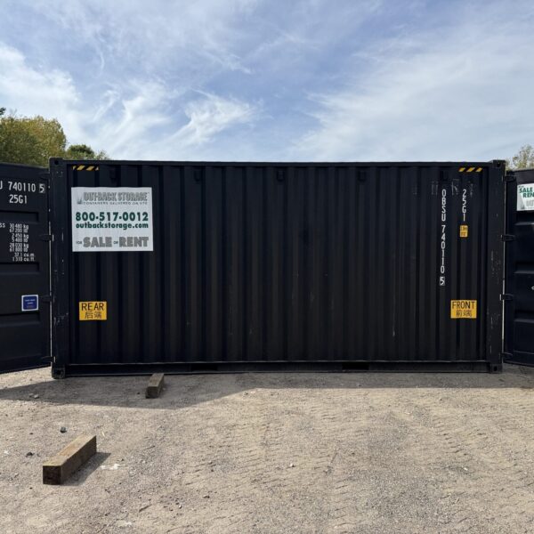 20ft New High Cube Shipping Container – Wind & Watertight – Black – Unit OBSU740110-5