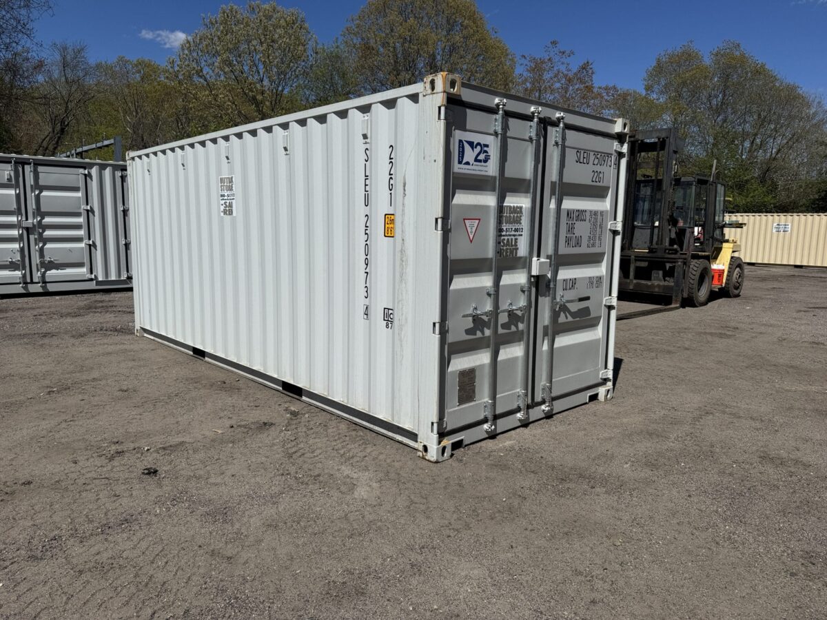 20ft New Shipping Container – Wind & Watertight – Gray – Unit SLEU250973-4