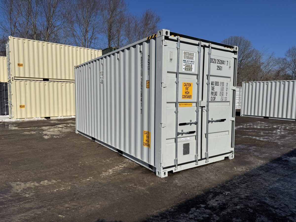 20ft New High Cube Shipping Container – Wind & Watertight – Gray – Unit DSZU252841-7