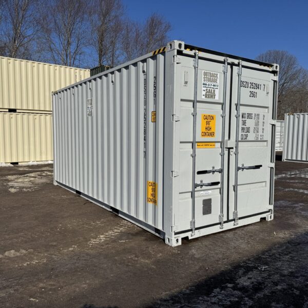 20ft New High Cube Shipping Container – Wind & Watertight – Gray – Unit DSZU252841-7