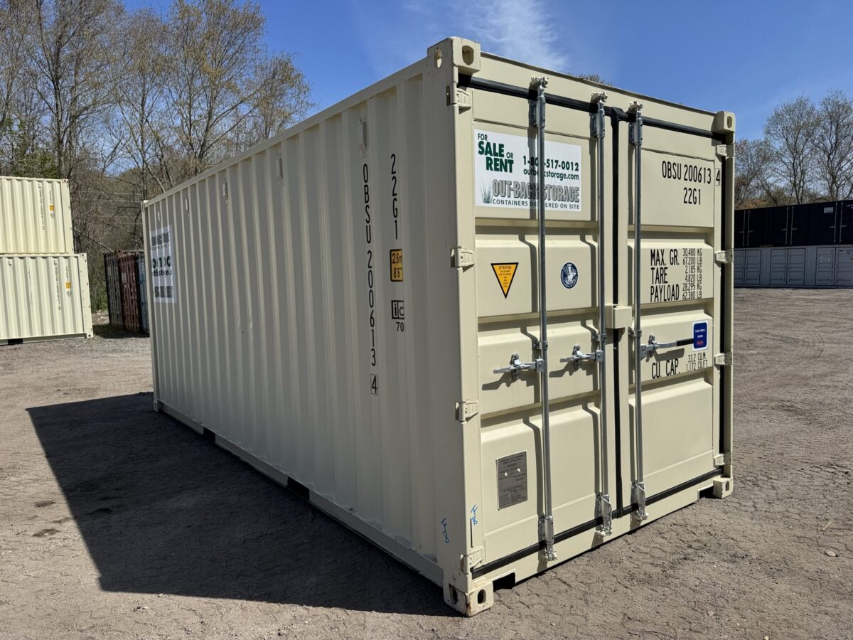 20ft New Shipping Container – Wind & Watertight – Beige – Unit OBSU200613-4