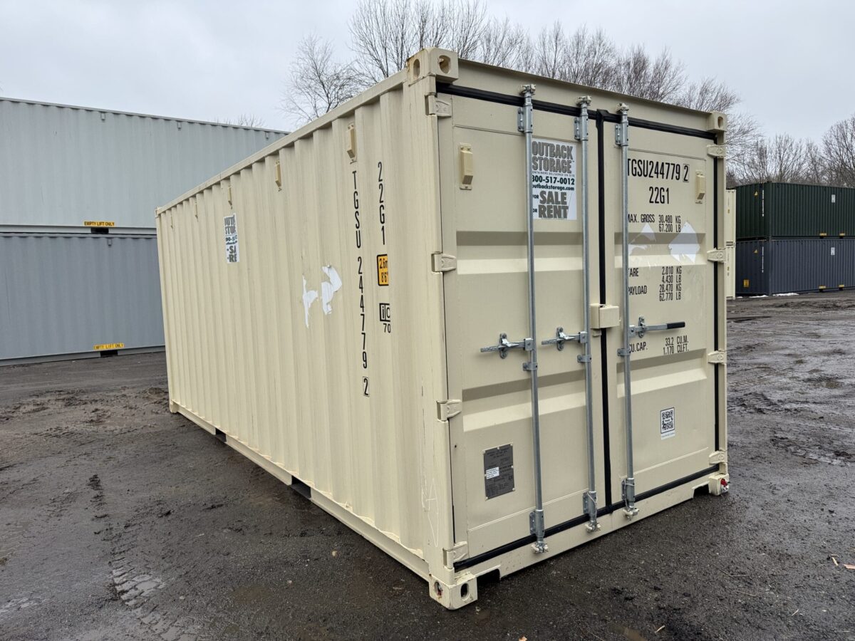 20ft New Shipping Container – Wind & Watertight – Beige – Unit TGSU244779-2