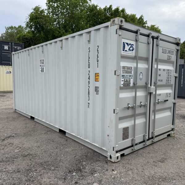 20ft New Shipping Container – Wind & Watertight – Gray – Unit SLEU249283-7