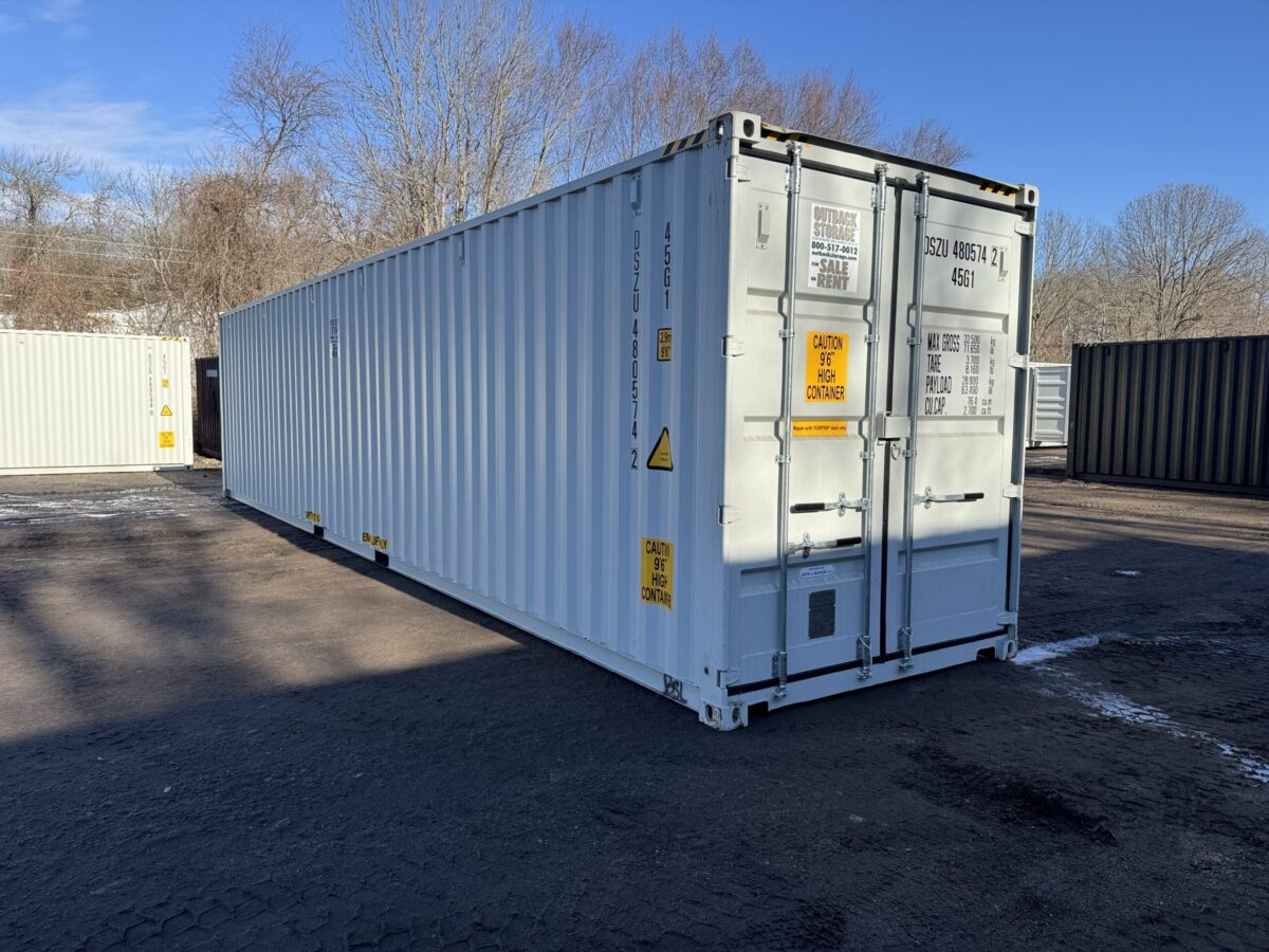 40ft New High Cube Shipping Container – Wind & Watertight – Lt Gray – Unit DSZU480574-2