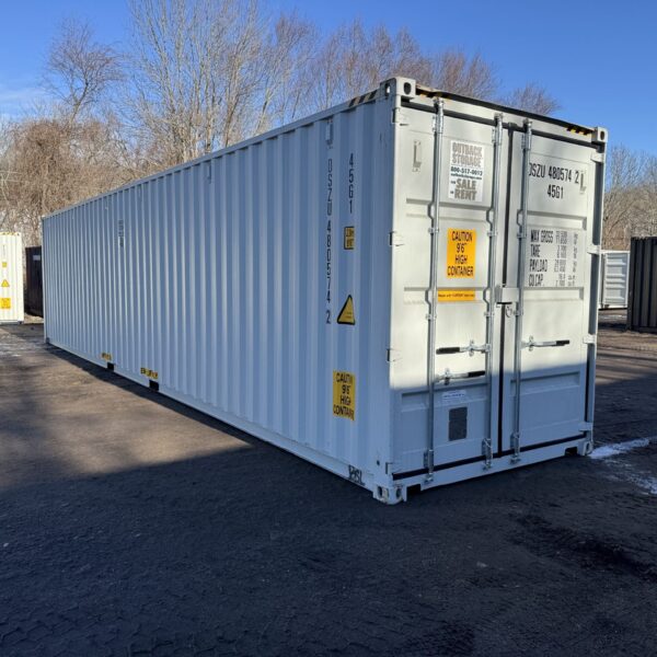 40ft New High Cube Shipping Container – Wind & Watertight – Lt Gray – Unit DSZU480574-2