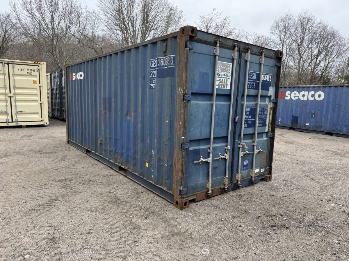 20ft Used Shipping Container – Wind & Watertight – Blue – Unit GESU360648-6