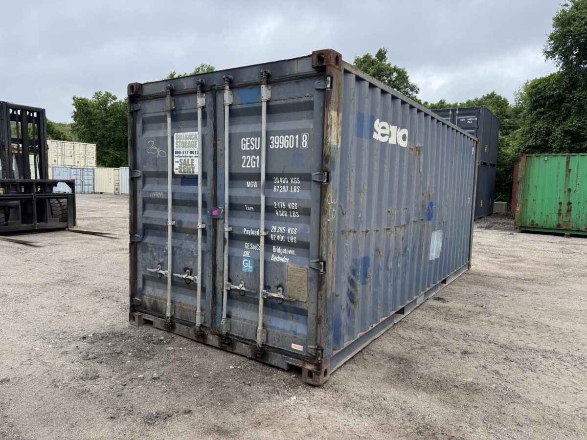 20ft Used Shipping Container – Wind & Watertight – Blue – Unit GESU399601-8