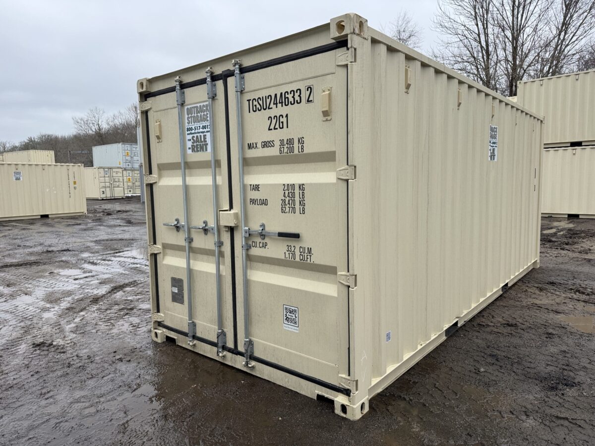 20ft New Shipping Container – Wind & Watertight – Beige – Unit TGSU244633-2