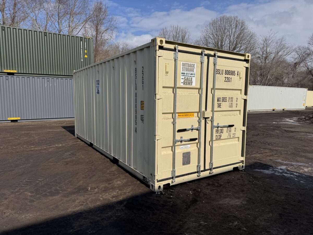 20ft New Shipping Container – Wind & Watertight – Beige – Unit BSLU806985-4