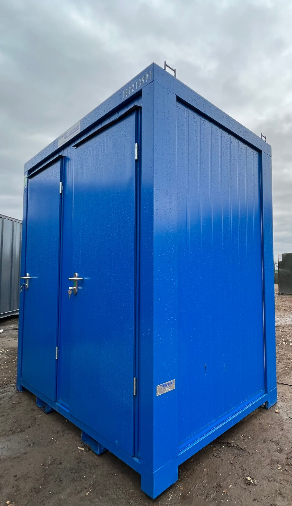 Shower Block with Toilet Block — 8 x 5 ft Brand New Portable Containex — Blue — No 855