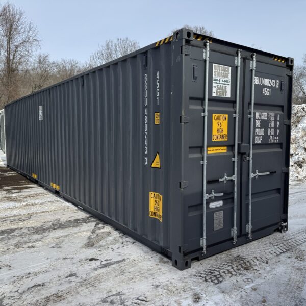 40ft New High Cube Shipping Container – Wind & Watertight – Gray – Unit BBUU480243-3